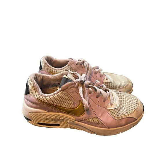 Nike Air Max Excee Women's Shoes Size 4Y Pink/Gold Mesh & Leather - Picture 2 of 9